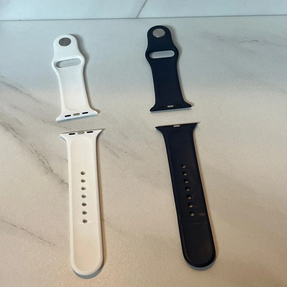 White and Navy Blue Apple Watch Bands - Picture 3 of 4